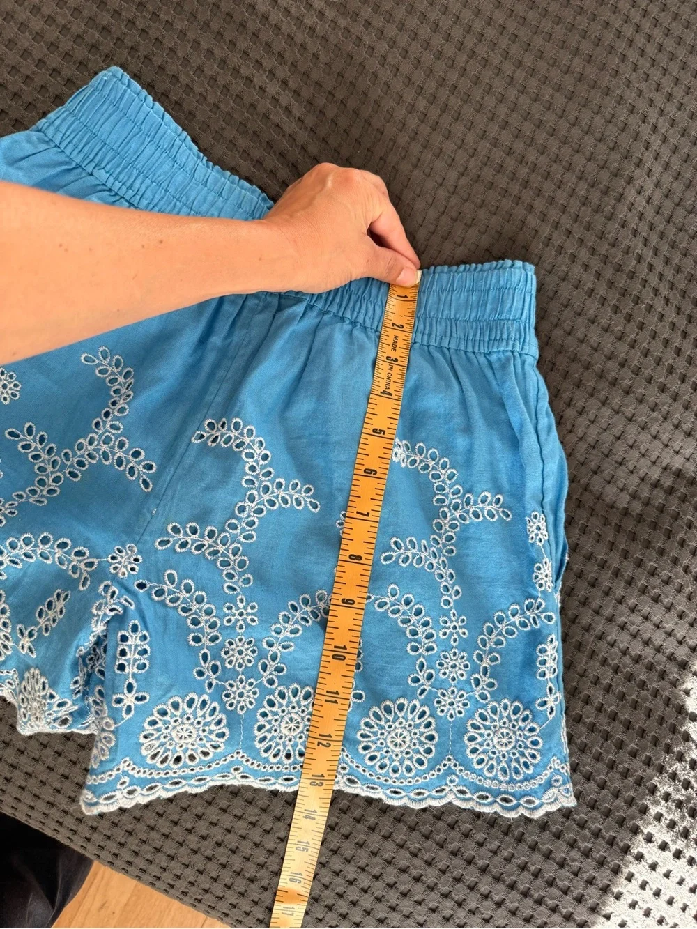 J. Crew Blue Eyelet Embroidered High-Waist Shorts
